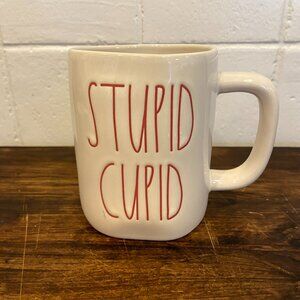 CLEARANCE! Rae Dunn STUPID CUPID Classic Ceramic Mug Red Lettering